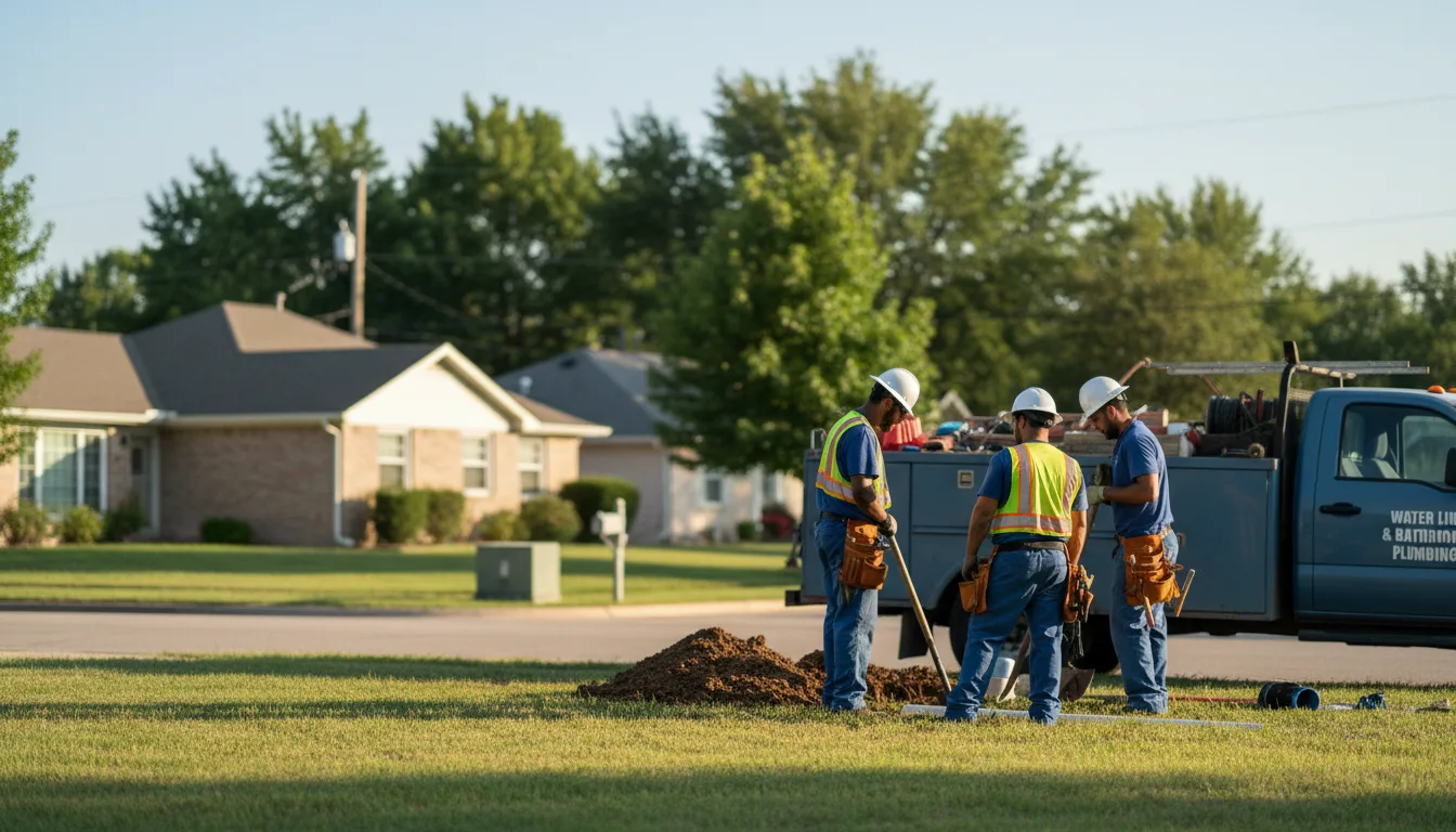 Residential water line and bathroom plumbing service in Moran, KS